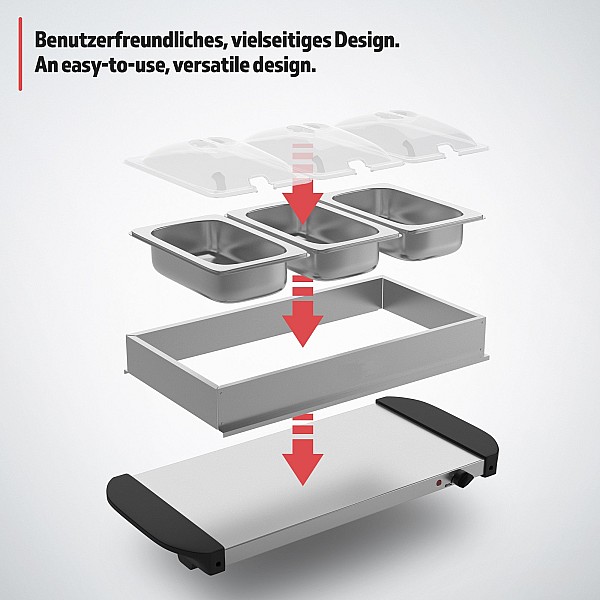 **Buffet warmer** - electric, with heating plate function, 3x1.5L.