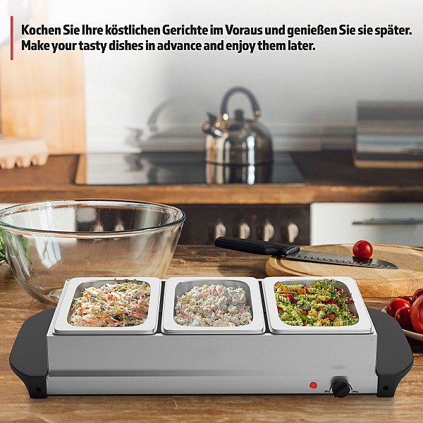 **Buffet warmer** - electric, with heating plate function, 3x1.5L.