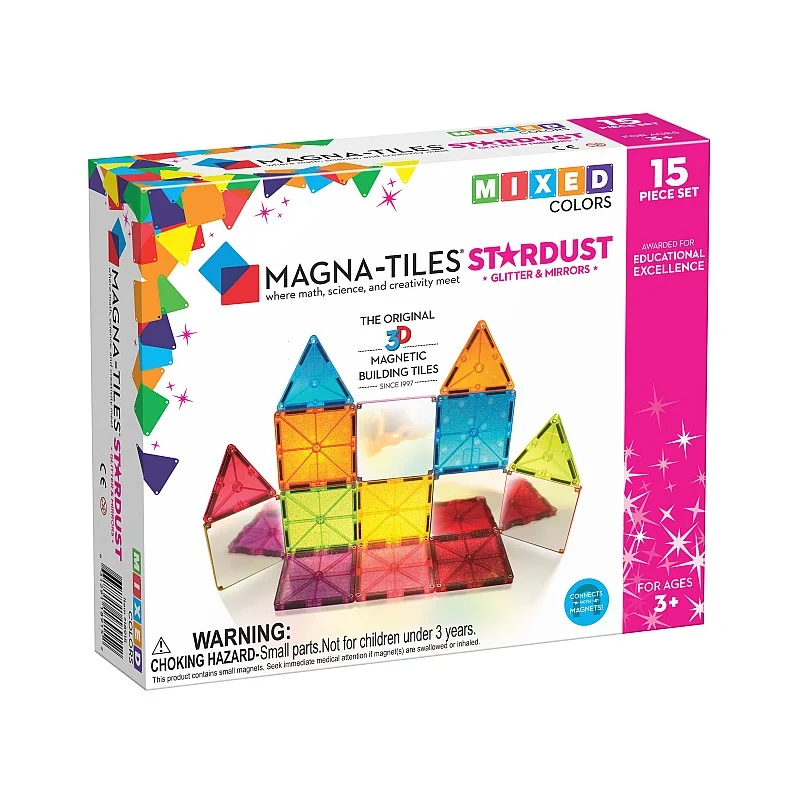 MAGNA-TILES Magnetic building tiles Stardust, 15 pcs