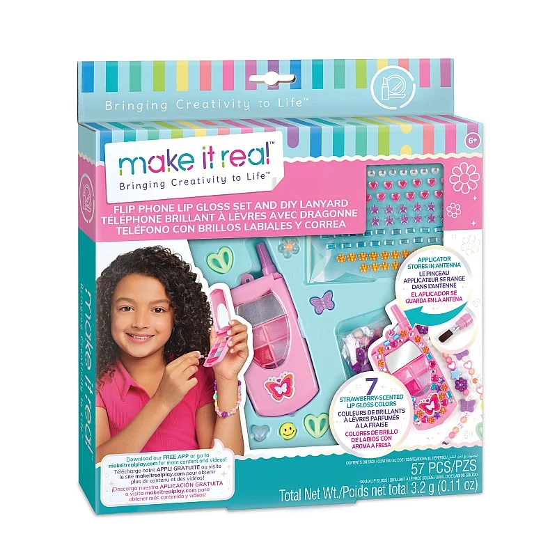 MAKE IT REAL Lūpu spīdums – atverams telefons un pašdarināta siksniņa MAKE IT REAL Lūpu spīdums – atverams telefons un pašdarināta siksniņa