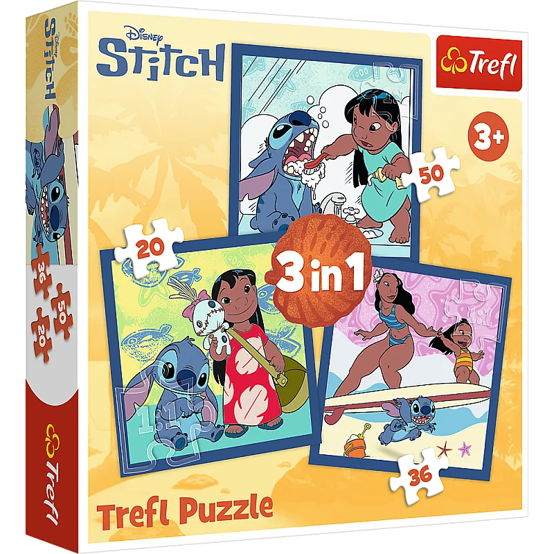 TREFL DISNEY STITCH Pusle komplekt 3 in 1 TREFL DISNEY STITCH Pusle komplekt 3 in 1