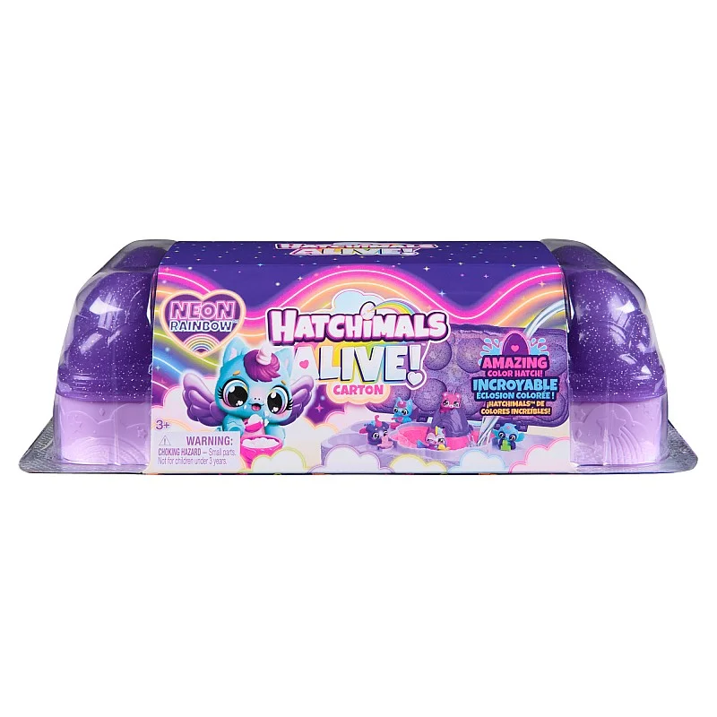 HATCHIMALS Alive Rotaļu komplekts Neona varavīksnes krāsu olas kastītē HATCHIMALS Alive Rotaļu komplekts Neona varavīksnes krāsu olas kastītē