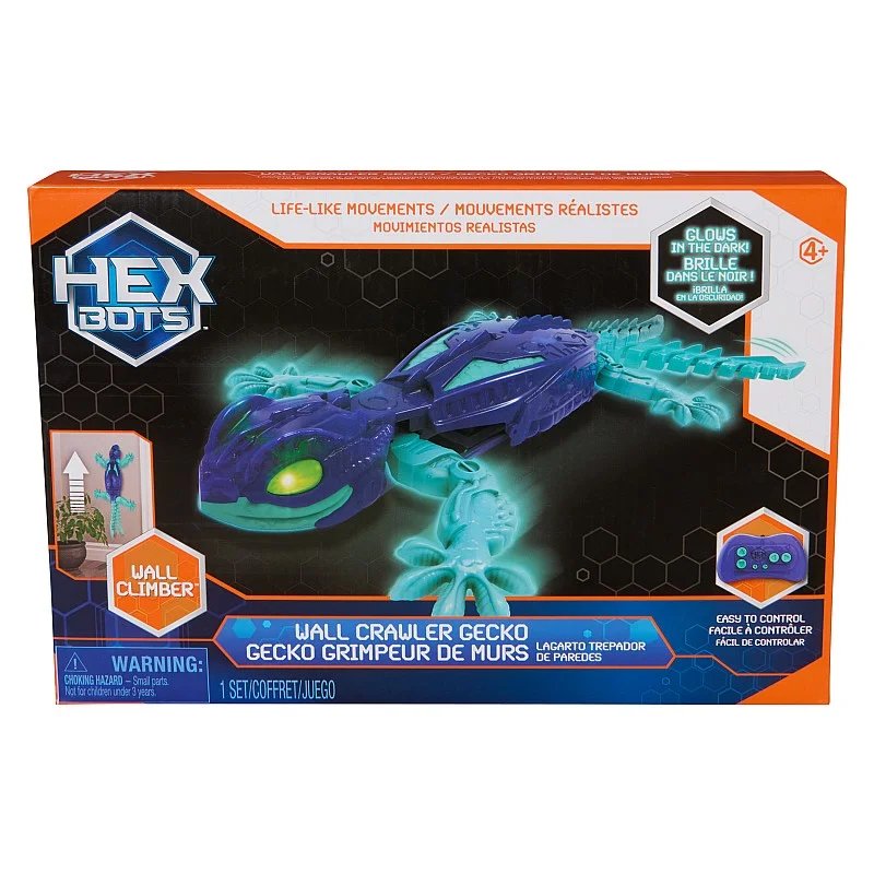 HEX BOTS interactive toy Wall Crawler Gecko Glow in The Dark