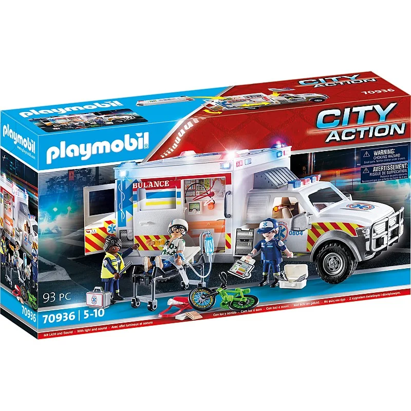 PLAYMOBIL Rescue Vehicles: Ambulance with Lights and Sound 70936 PLAYMOBIL Rescue Vehicles: Ambulance with Lights and Sound 70936
