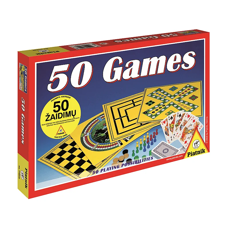 PIATNIK Galda spēļu komplekts 50 spēles (Latviešu val., Krievu val.) PIATNIK Galda spēļu komplekts 50 spēles (Latviešu val., Krievu val.)