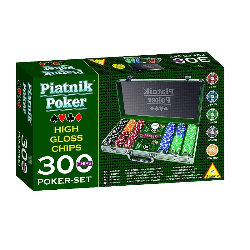 PIATNIK Pokera Komplekts ar 300 čipiem PIATNIK Pokera Komplekts ar 300 čipiem
