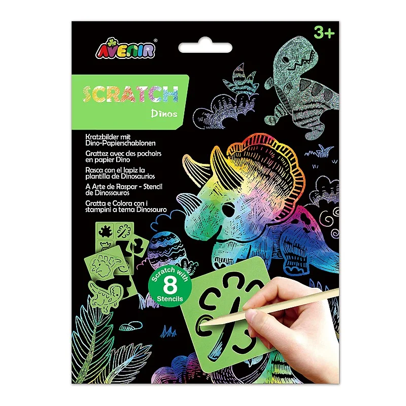 AVENIR Scratch set with stencil: Dinos