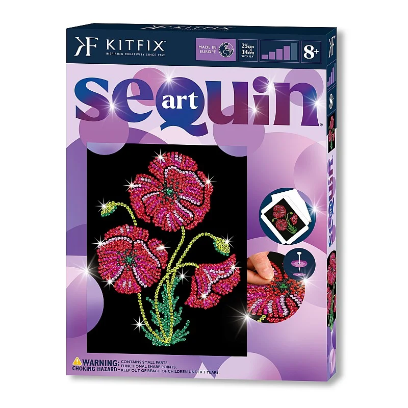 KITFIX DIY „Sequin Art“ violetinis rinkinys „Aguonos“ KITFIX DIY „Sequin Art“ violetinis rinkinys „Aguonos“