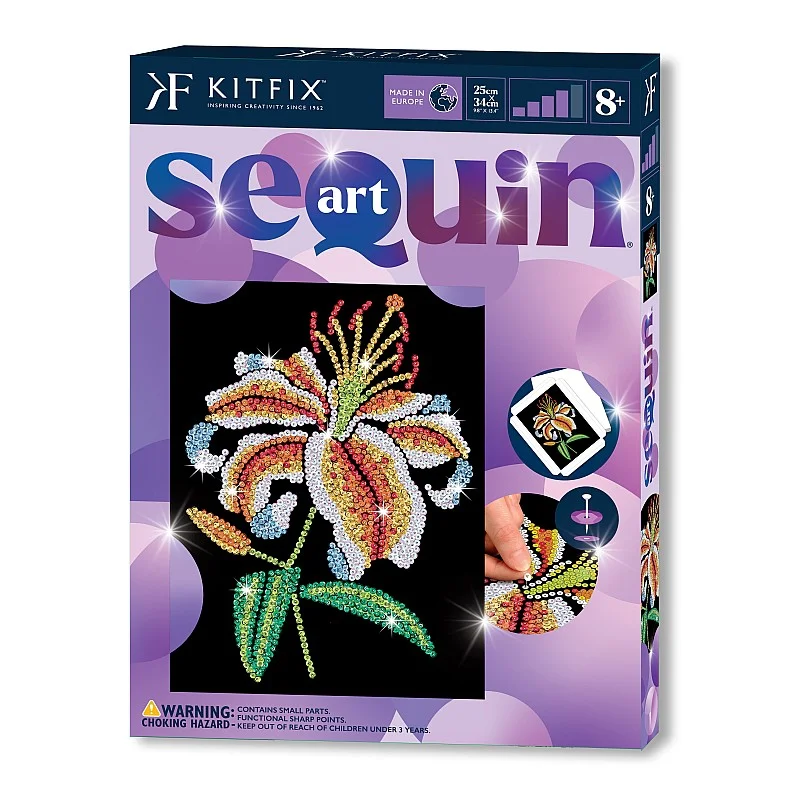 KITFIX DIY „Sequin Art“ violetinis rinkinys „Lelija“ KITFIX DIY „Sequin Art“ violetinis rinkinys „Lelija“