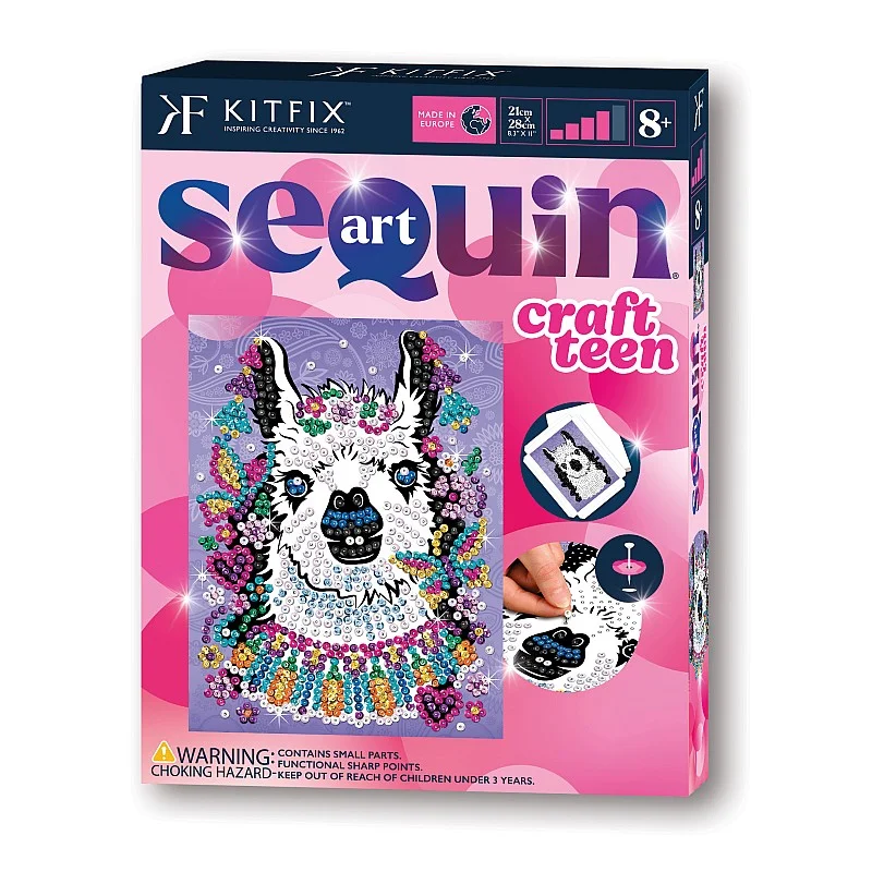 KITFIX DIY „Sequin Art Teen“ rinkinys „Lama“ KITFIX DIY „Sequin Art Teen“ rinkinys „Lama“