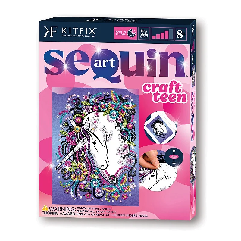 KITFIX DIY „Sequin Art Teen“ rinkinys „Vienaragis“ KITFIX DIY „Sequin Art Teen“ rinkinys „Vienaragis“