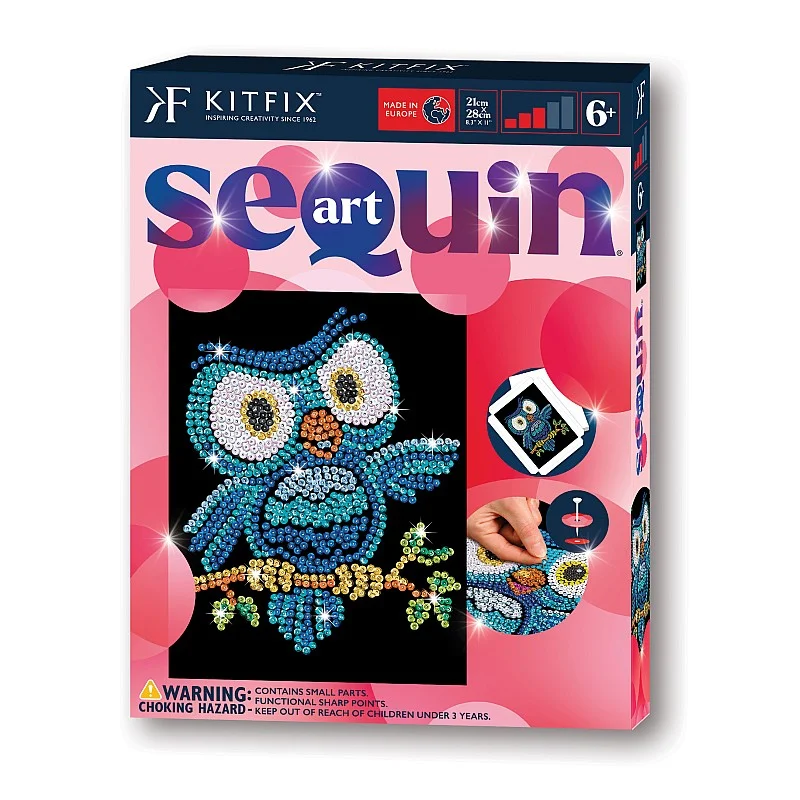 KITFIX DIY „Sequin Art“ raudonasis rinkinys „Pelėdžiukas Ozis“ KITFIX DIY „Sequin Art“ raudonasis rinkinys „Pelėdžiukas Ozis“