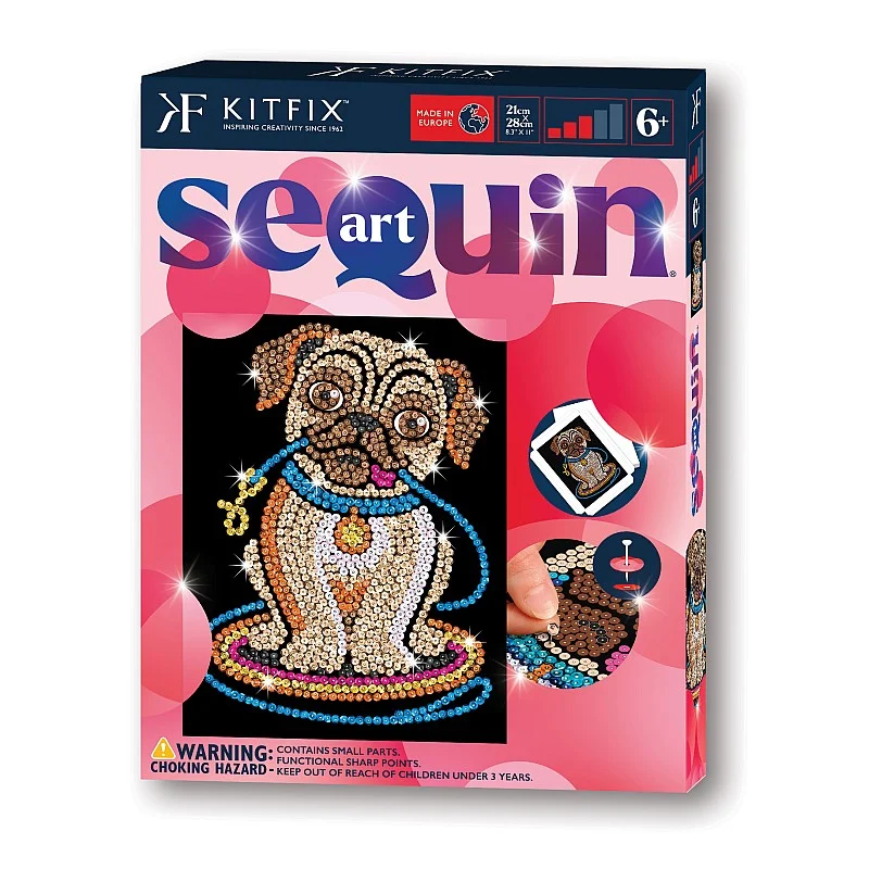 KITFIX DIY „Sequin Art“ raudonasis rinkinys „Mopsiukė Lilė“ KITFIX DIY „Sequin Art“ raudonasis rinkinys „Mopsiukė Lilė“