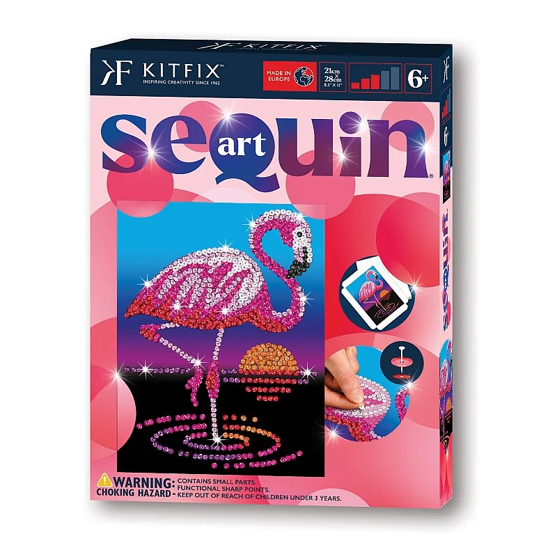 KITFIX DIY „Sequin Art“ raudonasis rinkinys „Flamingas Frenkis“ KITFIX DIY „Sequin Art“ raudonasis rinkinys „Flamingas Frenkis“