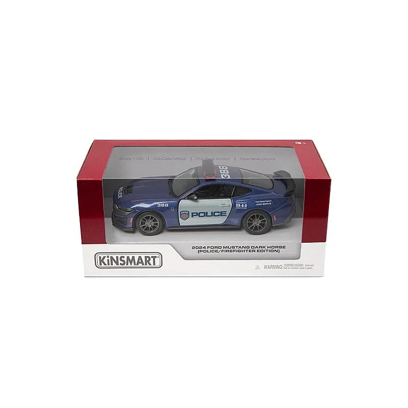 KINSMART Miniatūrais modelis 2024 Ford Mustang Dark Horse (Police/Firefighter), scale 1:38 KINSMART Miniatūrais modelis 2024 Ford Mustang Dark Horse (Police/Firefighter), scale 1:38