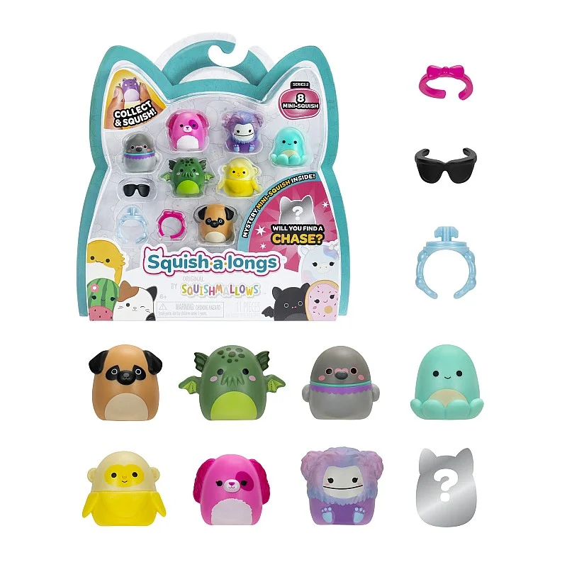 SQUISHMALLOWS SQUISH-A-LONGS Herojai, 8 vnt., 2,5 cm