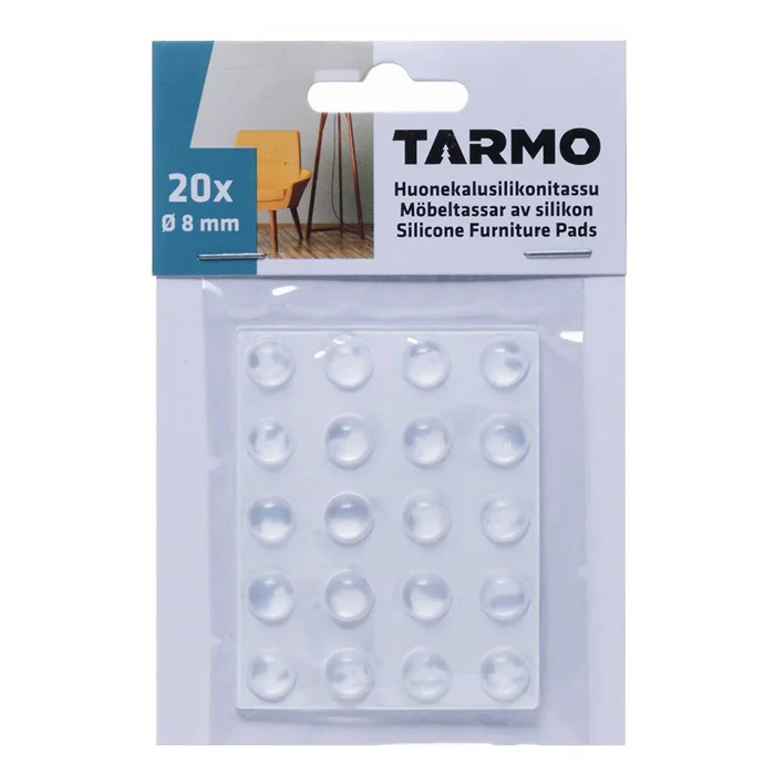 Pašlīmējošs silokons Tarmo caurspīdīgs 0.8cm 20gab. Pašlīmējošs silokons Tarmo caurspīdīgs 0.8cm 20gab.