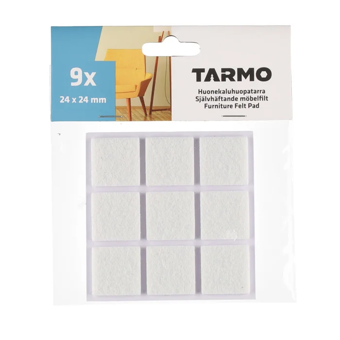 Pašlīmējošs filcis mēbelēm 24x24mm 9gab balts Pašlīmējošs filcis mēbelēm 24x24mm 9gab balts