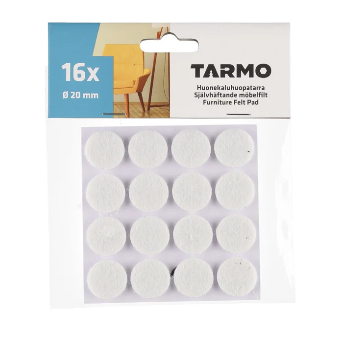 Pašlīmējošs filcis mēbelēm D20mm 16gab balts Pašlīmējošs filcis mēbelēm D20mm 16gab balts