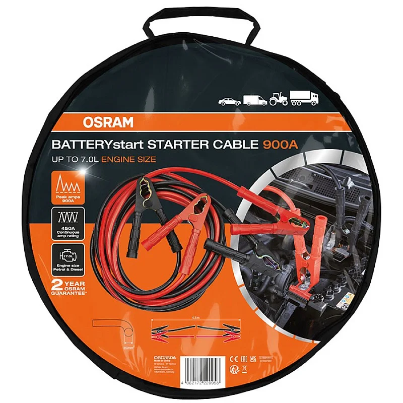 Starta kabeļi Osram STARTERcable 900A 4.5m Starta kabeļi Osram STARTERcable 900A 4.5m