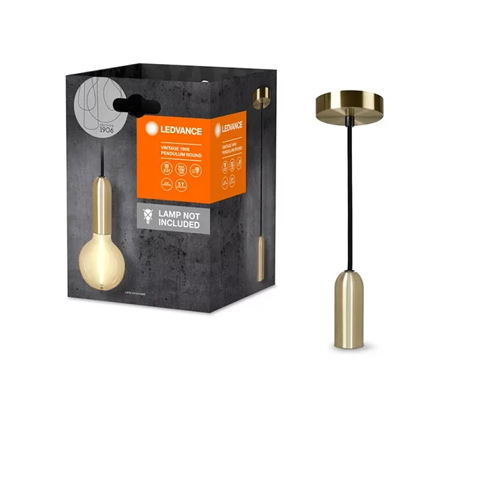 Vads ar patronu ROUND E27 1m zelta Vads ar patronu ROUND E27 1m zelta