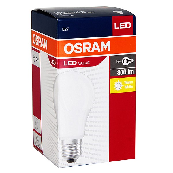 LED lemputė OSRAM. A60. E27. 8.5 W. 806 lm. 2700 K