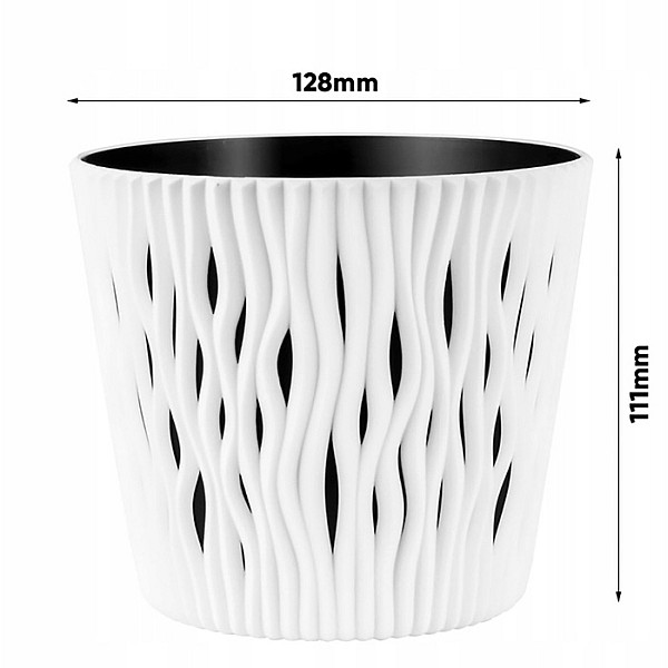 Puķu pods Sandy Round balts d12.8xh11.1cm