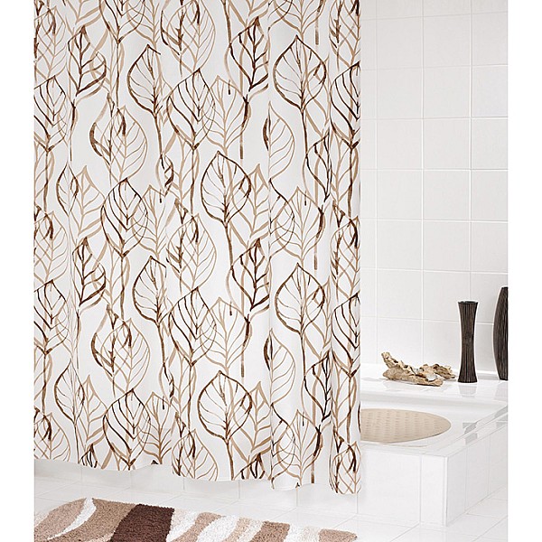 BATHROOM CURTAIN LEAVES BROWN 32618