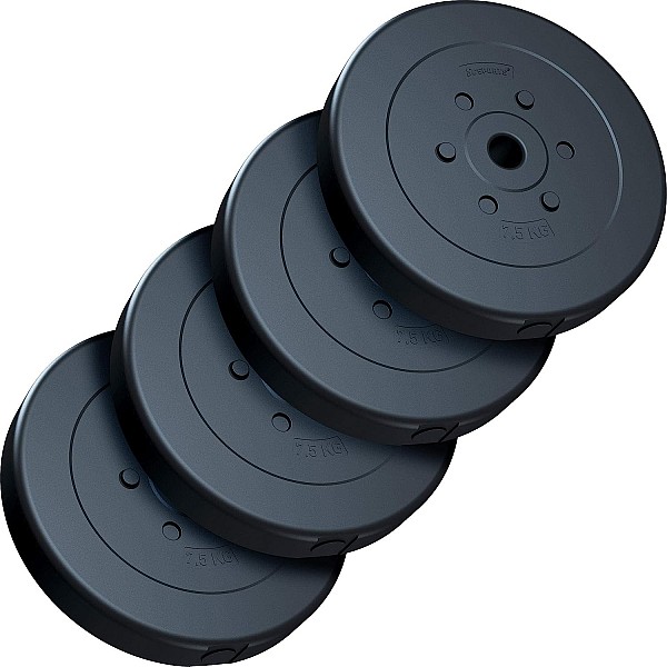 Set of weight plates 4x7.5 kg, plastic, black