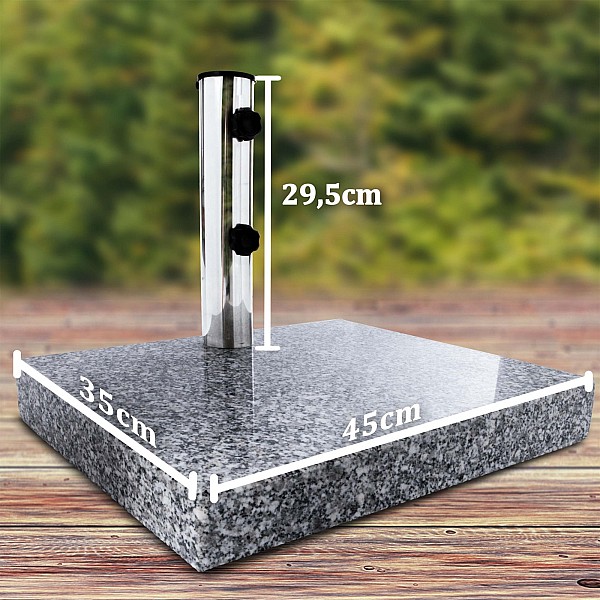 Granite parasol stand with recessed handle, square, 25 kg