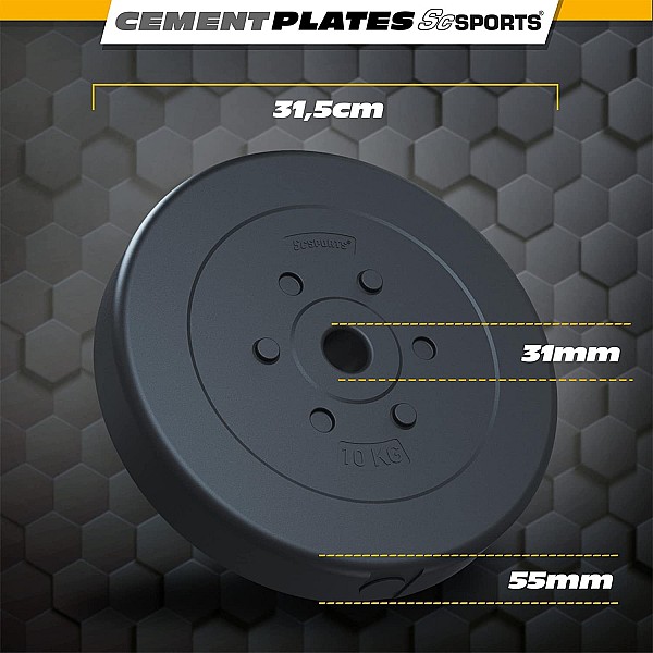 Set of weight plates 2x10 kg, plastic, black