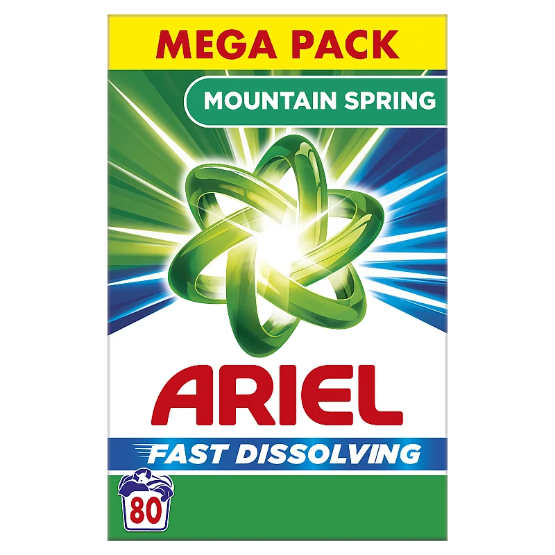 Ariel Veļas Pulveris Mountain Spring, 4.4 kg, 80 Mazgāšanas Reizēm Ariel Veļas Pulveris Mountain Spring, 4.4 kg, 80 Mazgāšanas Reizēm