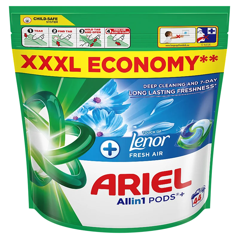 Ariel All-in-1 PODs +Touch of Fresh Air Lenor Mazgāšanas Kapsulas, 44 Mazgāšanas Reizēm Ariel All-in-1 PODs +Touch of Fresh Air Lenor Mazgāšanas Kapsulas, 44 Mazgāšanas Reizēm