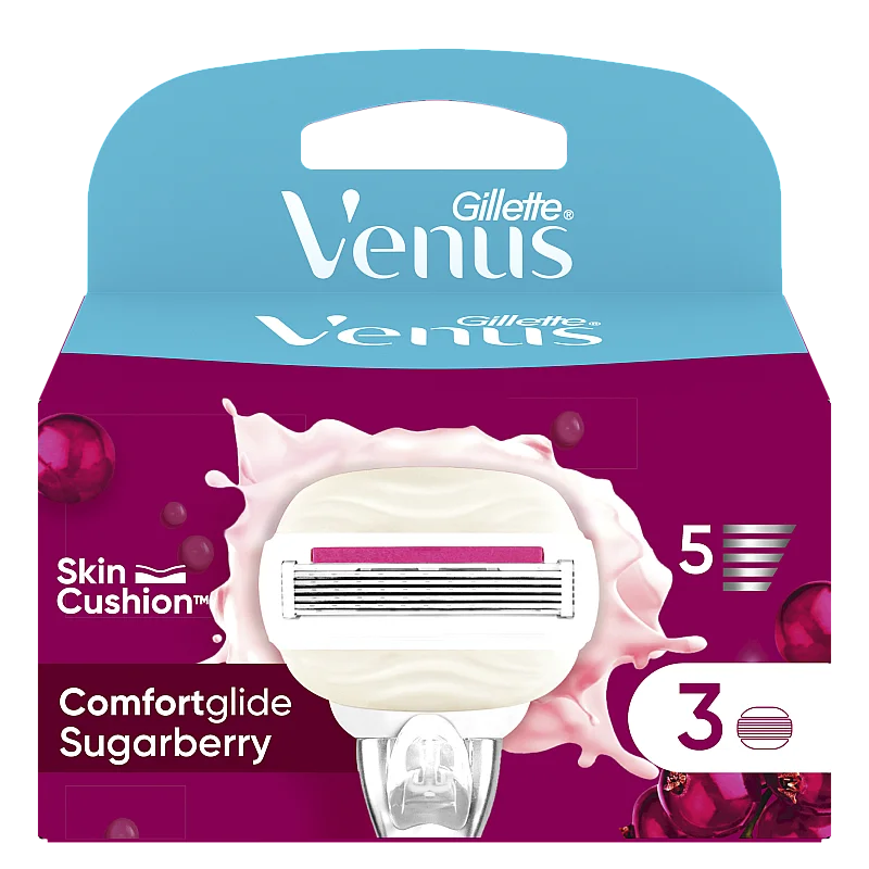 Gillette Venus ComfortGlide Sugarberry Miami Skuvekļa Kasetnes, 3 gab