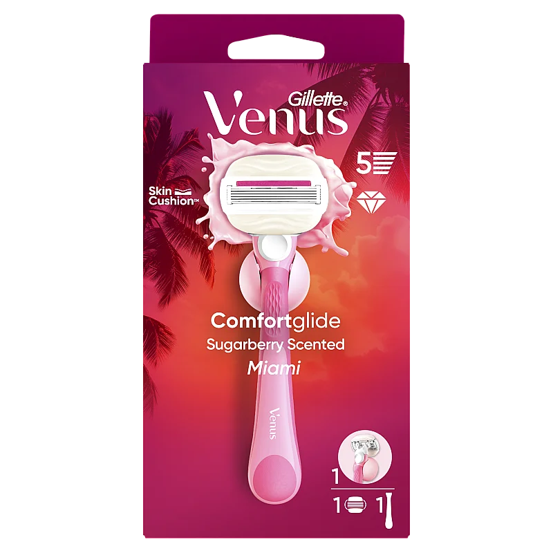Gillette Venus ComfortGlide Sugarberry Miami Skuveklis + Asmens 1 gab