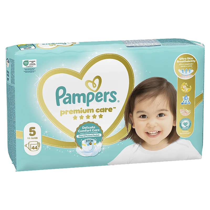 Pampers Premium Care, 5. Izmērs (Junior), 11–16 Kg, 44 Autiņbiksītes Pampers Premium Care, 5. Izmērs (Junior), 11–16 Kg, 44 Autiņbiksītes