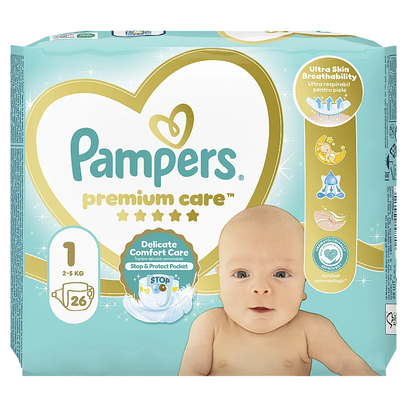 Pampers Premium Care, 1. Izmērs ,Mini, 2–5 Kg, 26 Autiņbiksītes Pampers Premium Care, 1. Izmērs ,Mini, 2–5 Kg, 26 Autiņbiksītes