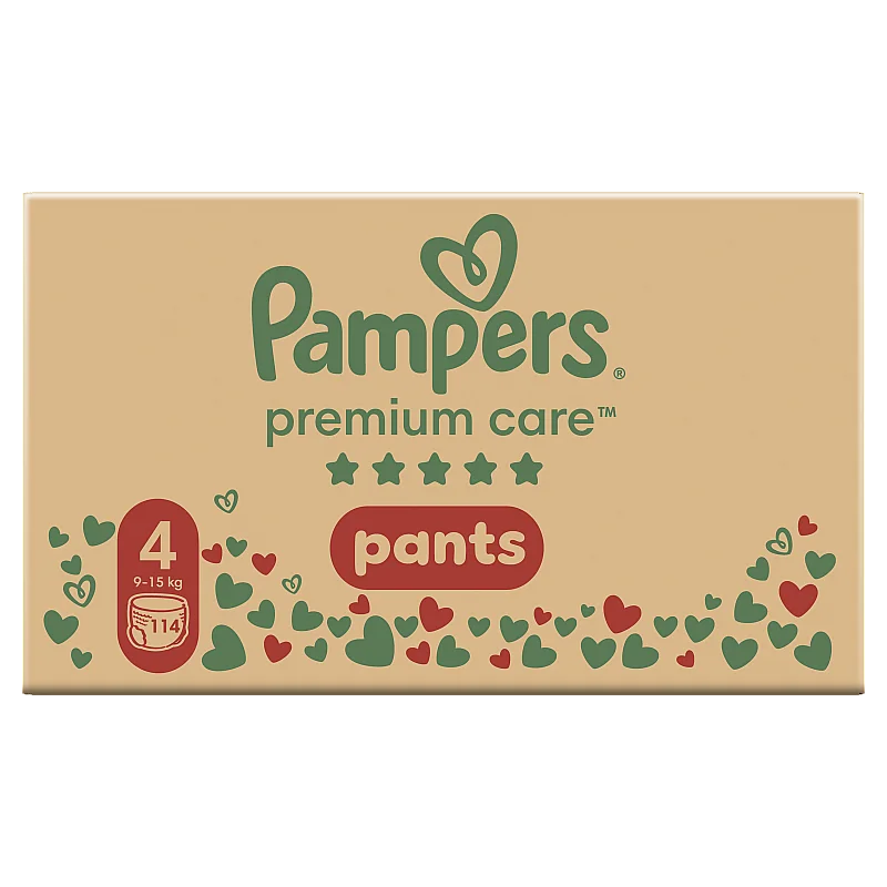Pampers Premium Care Pants Size 4, 114 Nappies, 9-15kg