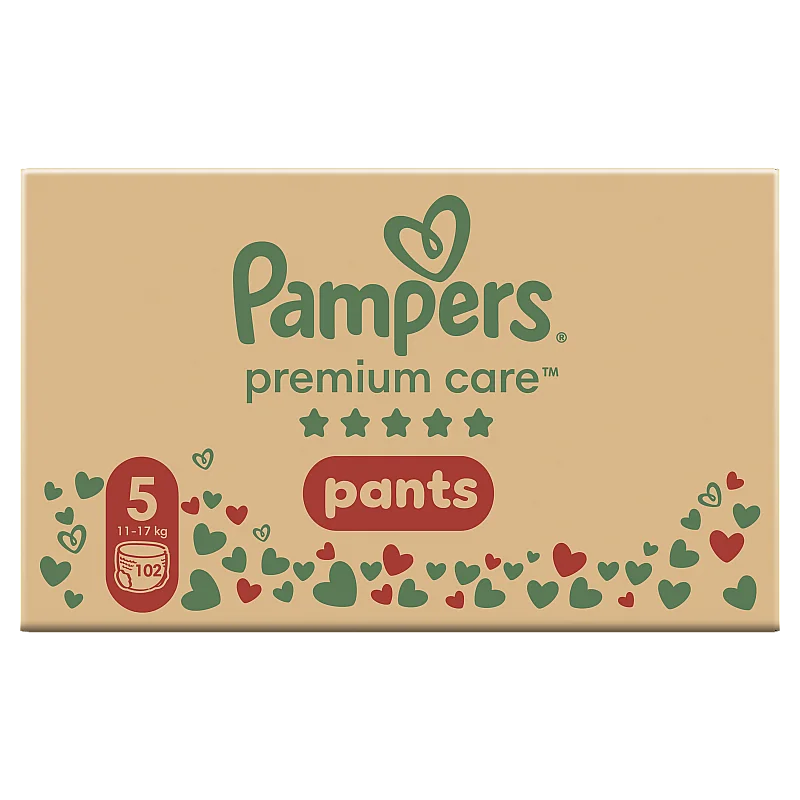 Pampers Premium Care Pants Size 5, 102 Nappies, 11-17 kg