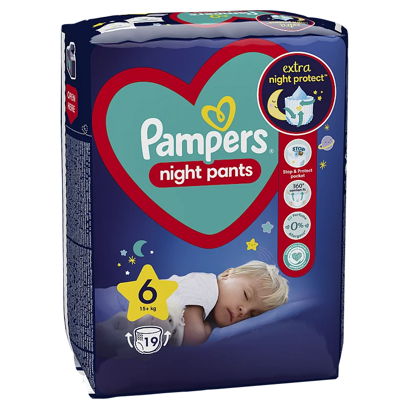 Pampers Night Biksītes, 6. Izmērs, 19 Biksītes, 15+ kg Pampers Night Biksītes, 6. Izmērs, 19 Biksītes, 15+ kg