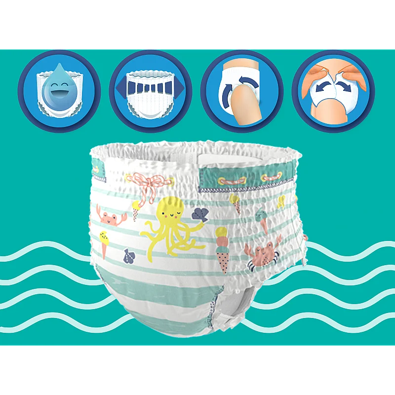 Pampers Pants Splashers, Izmērs 5-6, 10 Autiņbiksītes, 14+ kg Pampers Pants Splashers, Izmērs 5-6, 10 Autiņbiksītes, 14+ kg