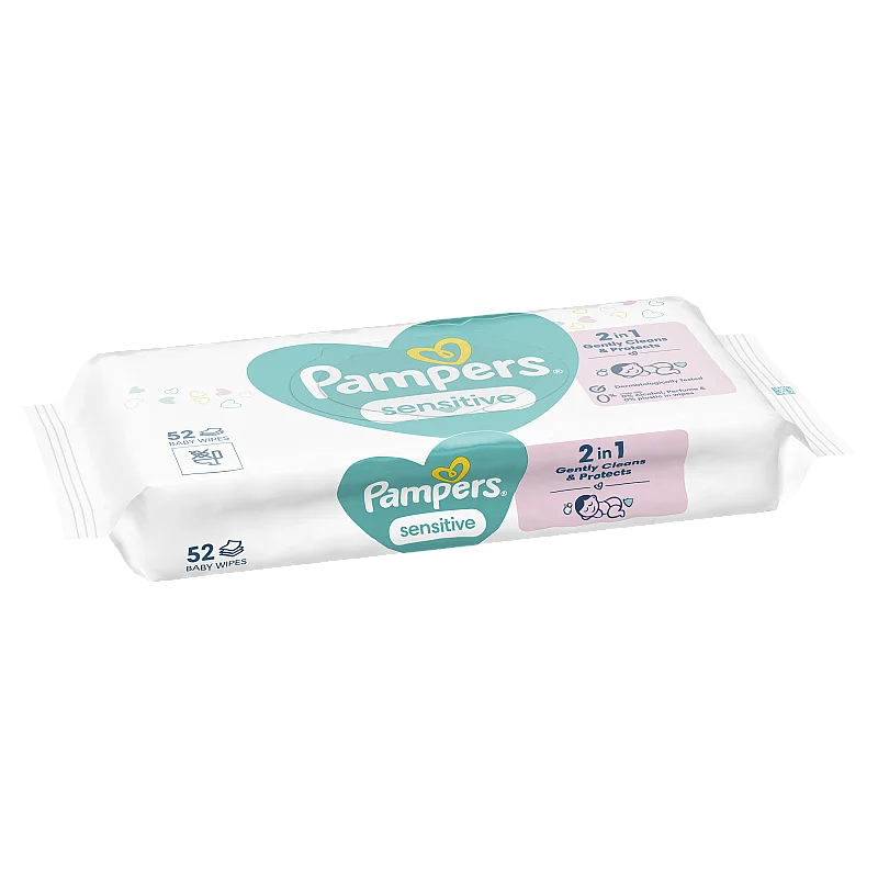Pampers Sensitive Mitrās Salvetes Mazuļiem, 52 Mitrās Salvetes Pampers Sensitive Mitrās Salvetes Mazuļiem, 52 Mitrās Salvetes