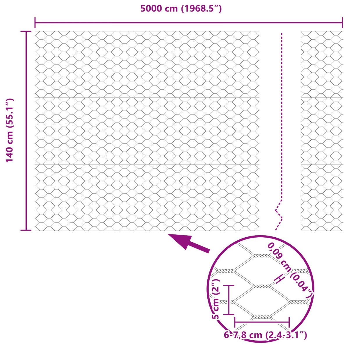 Sešstūra žogs Zaļš Metāls 5000 x 0.09 x 140 cm Izturīgs Sešstūra žogs Zaļš Metāls 5000 x 0.09 x 140 cm Izturīgs