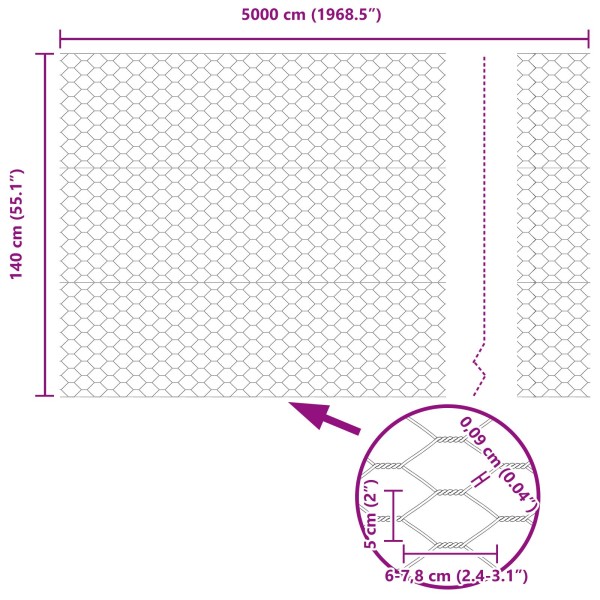 Sešstūra žogs Zaļš Metāls 5000 x 0.09 x 140 cm Izturīgs Sešstūra žogs Zaļš Metāls 5000 x 0.09 x 140 cm Izturīgs