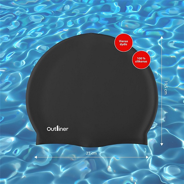 SWIMMING CAP BLACK OUTLINER FSSWM-005