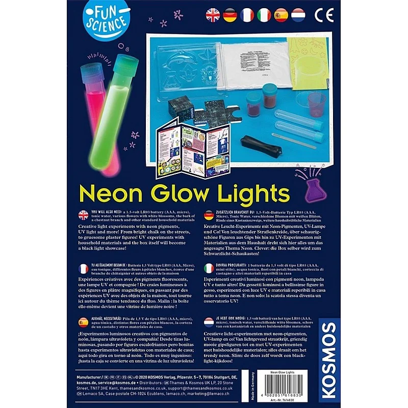 Eksperimentu komplekts Kosmos Neon Glow Lights 1KS616830