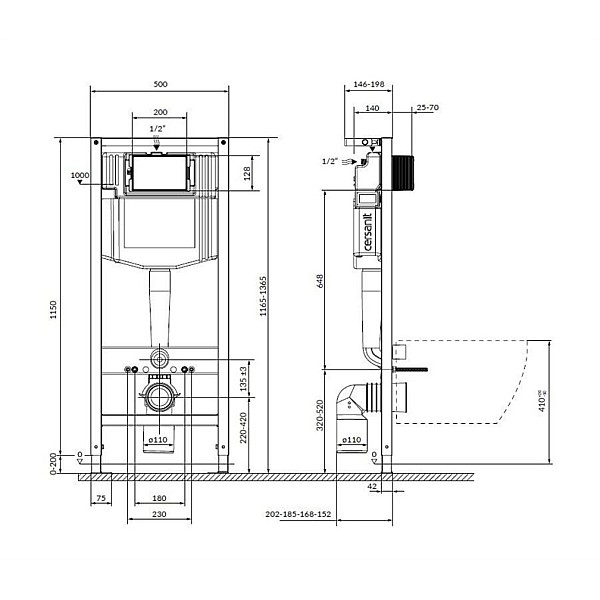 Pakabinamojo unitazo komplektas Cersanit S701-759. 20x50 cm