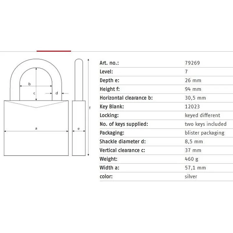 SPYNA PAKABINAMA ABUS 79269 57.1X94 MM SPYNA PAKABINAMA ABUS 79269 57.1X94 MM