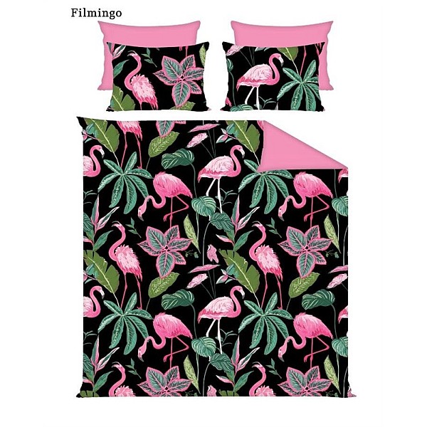 BED COV SET COTTON FLAMINGO 200X220