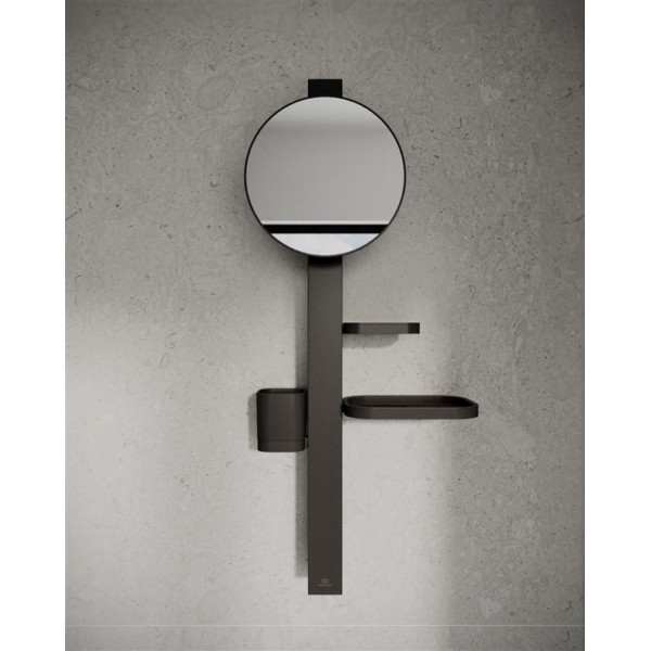 SHOWER STAND WITH MIRROR ALU+ BLACK MATT